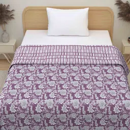 Plarsh Comfort Lavender Floral Premium Soft 300 GSM Pure Cotton Reversible Single Bed-image-84
