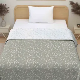 Plarsh Comfort Grey Floral 300 GSM Premium Soft Pure Cotton Reversible Single Bed-image-90