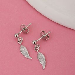 Carlton London Rhodium-Plated Leaf Shaped 925 Sterling Silver Drop Earrings-18