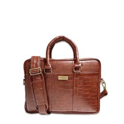PROBUS Unisex Brown PU Laptop Messenger Bag With Shoulder Strap-29