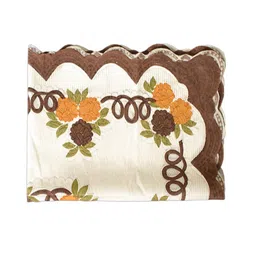Kuber Industries Cream & Brown Printed 4-Seater Rectangular Table Cover image 2