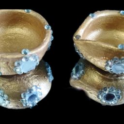 Golden Divine Diya Terracotta (Pack of 2) Table Diya Set-image-90