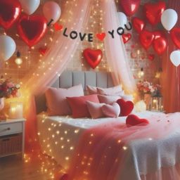 Solid I Love You Banner Heart Backdrop with Fairy LED Lights-image-97