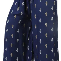 Women Regular Fit Blue Cotton Blend Trousers-image-49