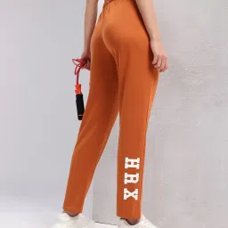 Women Graphic Print Orange Track Pants-image-2