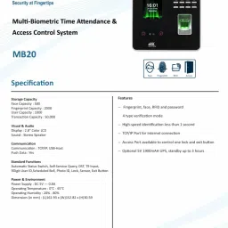 yarrc MB20+ID Time & Attendance image 3