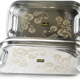 Pack of 2 Steel Dinner set tray Serving tray Dinner Set-4