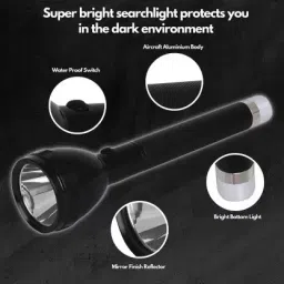 jmall 800M Range Long Beam 4 Modes: High, Low, SOS, Table Lmp Waterproof Chargeable LED 50W Flashlight Torch Emergency Table Lamp Emergency Table Lamp LONG PRESS FOR BLINKER Torch Torch image 2