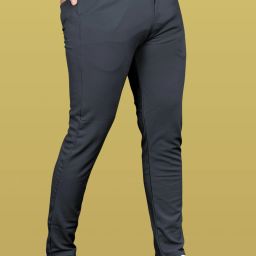 Men Slim Fit Grey Lycra Blend Trousers-image-93