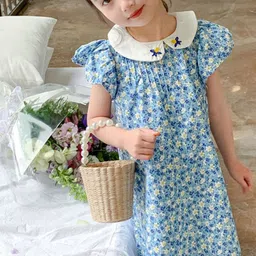 StyleCast x Revolte Floral Print Peter Pan Collar Flutter Sleeve A-Line Dress-picture-2