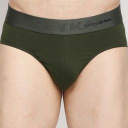 UnderJeans by Spykar Men Olive Green Solid Basic Briefs-picture-30
