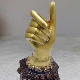 Two Moustaches Gold-Toned Brass Thumbs Up Showpiece-image-67