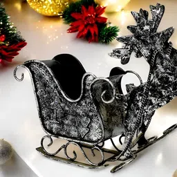 Hind Decor Black Christmas Reindeer Buggy Figurine Showpiece-25