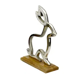 Hind Decor Bunny On Wooden Base Figurine Showpiece-15