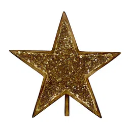 Hind Decor Wooden Glittered Finish Christmas Star Decor-52