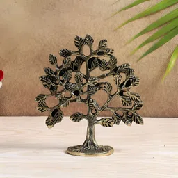 Two Moustaches White and Black Brass Kalpavriksha Tree Curio Showpiece-image-87
