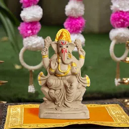 TIED RIBBONS Eco Friendly Clay Ganesha Idol With Cloth Aasan Festive Decor-image-73