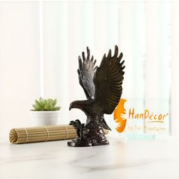 Two Moustaches Coffee Brown Flying Eagle Figurine Brass Showpiece-image-24