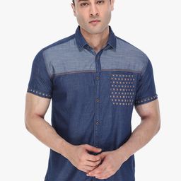 Kuons Avenue Men Blue Smart Slim Fit Denim Cotton Casual Shirt-image-94