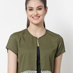 Style Quotient Women Olive Solid Open Front Crop Shrug-image-42