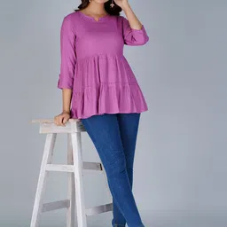 NEW4U Notch Neck Tiered Longline Top-image-45
