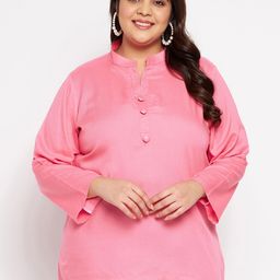 VINAAN Plus Size Mandarin Collar Top-picture-22