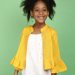 V-Mart Girls Self Designed Mandarin Collar Top-picture-46