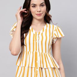 FLAMBOYANT Striped Flutter Sleeve Top-image-57