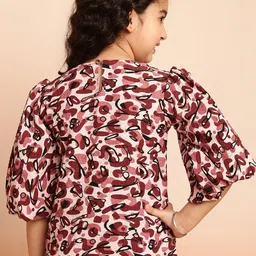 BAESD Abstract Printed Tie-Up Neck Flared Sleeve Regular Top image 3