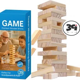 Wooden Tumbling Tower Toy | Stacking Blocks Puzzle Game for Kids & Adults-17-8