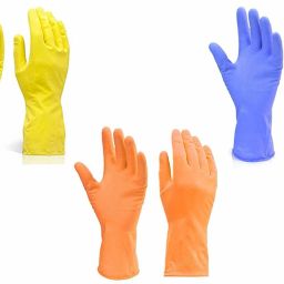 1 Yellow 1 Blue 1 Orange Natural Rubber Garden SAfety Hand Glvoes Gardening Shoulder Glove-image-34