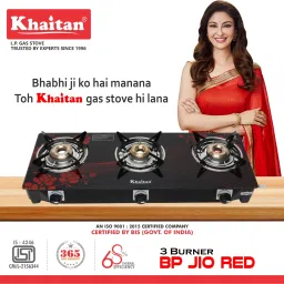 3 Burner BP Jio Red Digital Toughend Glass Manual Gas Stove-image-89