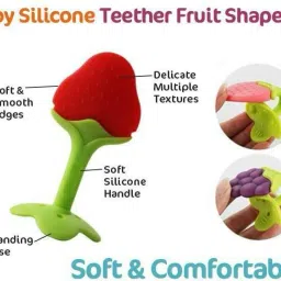 little warriors Baby Teething Toys Soft and Natural Fruit Shape Teether for Baby with Fruit Nibbler for Fruit Feeding Teether and Feeder image 5