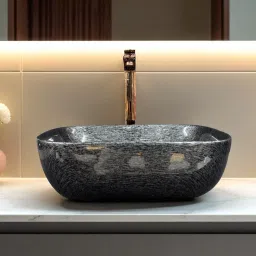 Premium Designer Ceramic Wash basin (M-29) with Waste pipe & Coupling (18x13x5)(M29) Glossy Table Top Basin-image-100