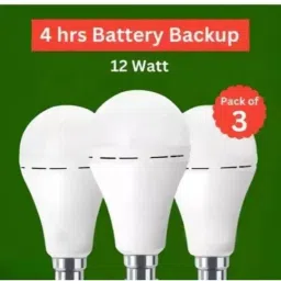 12W Emergency Inverter LED Bulb, Rechargeable Bulb (Pack of 3) 4 hrs Bulb Emergency Light-image-9