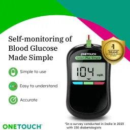 onetouch Select Plus Simple Glucometer (FREE 10 strips + lancing device + 10 lancets) Glucometer image 2