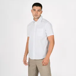 forclaz Men Half Sleeve Cotton Shirt White - Travel 20-picture-47