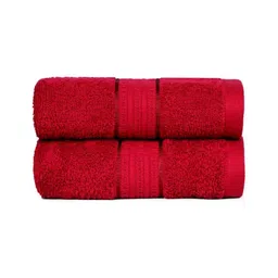 MYTRIDENT Red 2 Pieces Textured Pure Cotton 450 GSM Hand Towels-9
