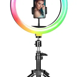 Webilla RGB Ring Light 7 Feet Tripod Phone Holder|3 Light Modes Warm Cool Light 26 RGB Color & 13 Dynamic Speed Flash Mode for Live Stream/Makeup, 10-Level Brightness 360? Rotating for iPhone & Android Ring Flash-9