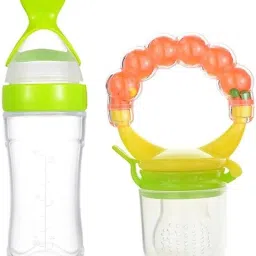 Pack of 2pcs Babies Silicone Spoon Food Feeder 90ml & Fruit Nibbler Pack of 2 Feeder-12