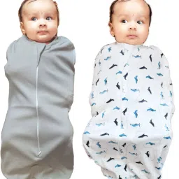 POD/Swaddle/Sleeping Bag/Sack for NewbornBaby 0-3 months-PK2 White+Gray Sleeping Bag-image-66