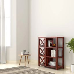 Solid Sheesham Wood Bookshelf with 3 Shelves For Home Solid Wood Open Book Shelf-14