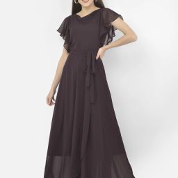 Women Fit and Flare Purple Maxi/Full Length Dress-image-74