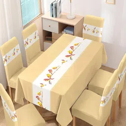 HOKIPO 7 Pieces Printed Chair Covers With Table Cover-12