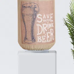 SWAYAM Beige & White Printed Cotton Water Dispenser Bottle Cover-11