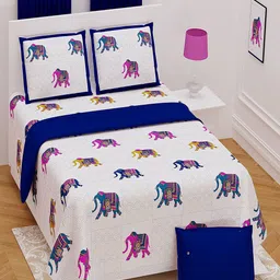 Bombay Spreads Blue Ethnic Motifs Cotton 180 TC King Bedsheet With 2 Pillow Covers-image-34