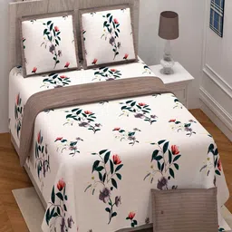 UNIQCHOICE Brown & Green Printed Pure Cotton 180 TC King Bedsheet with 2 Pillow Covers-image-41