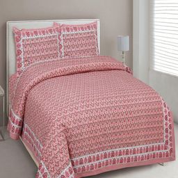UNIQCHOICE Pink & White Printed Cotton 180 TC King Bedsheet with 2 Pillow Covers-image-98