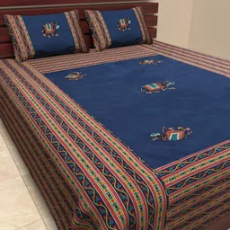 Bombay Spreads Blue Floral 180 TC King Bedsheet with 2 Pillow Covers-image-46