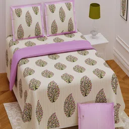 Bombay Spreads Purple Floral 180 TC King Bedsheet with 2 Pillow Covers-image-40